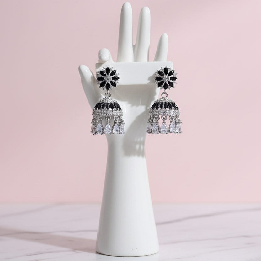 Noir Petal Jhumka