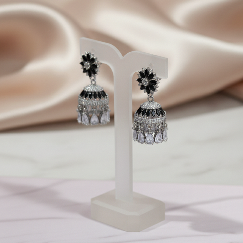 Noir Petal Jhumka