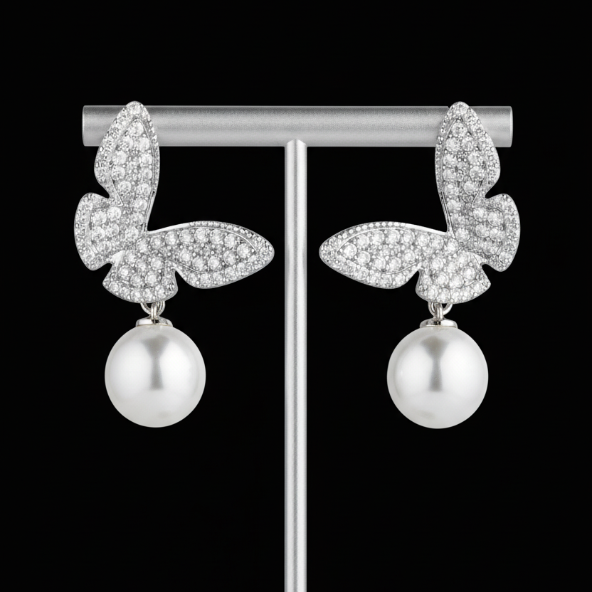 Celestia Butterfly Pearl Earrings