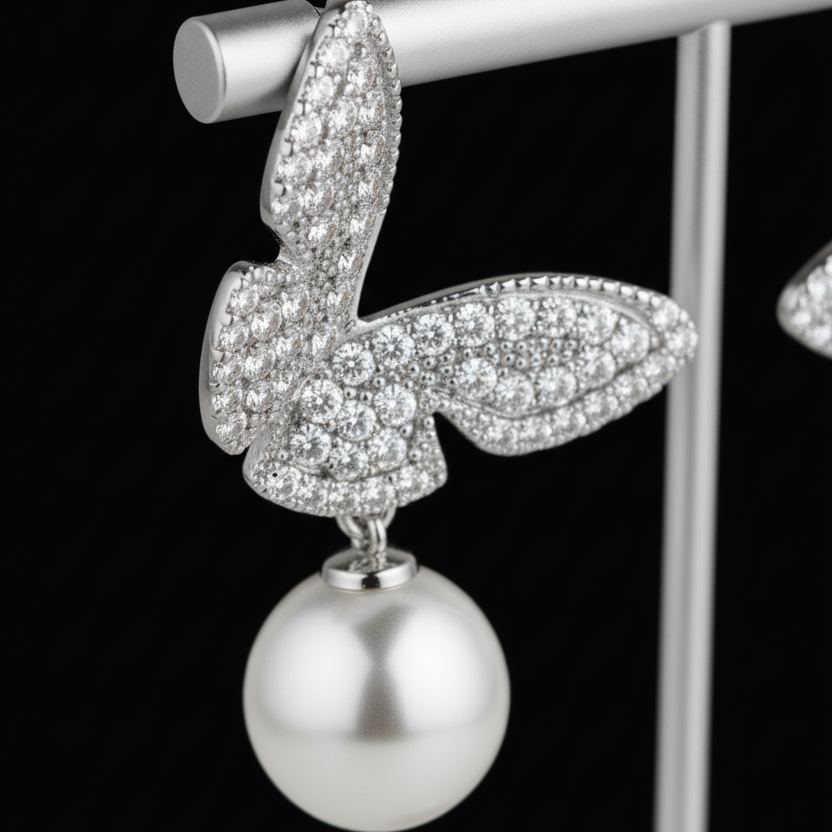 Celestia Butterfly Pearl Earrings