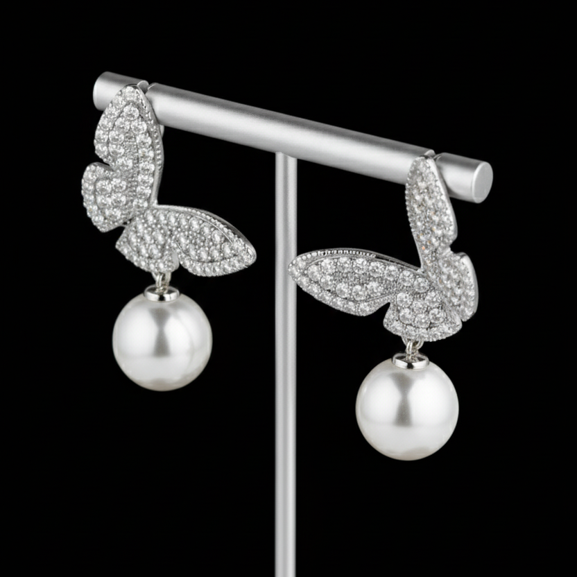 Celestia Butterfly Pearl Earrings