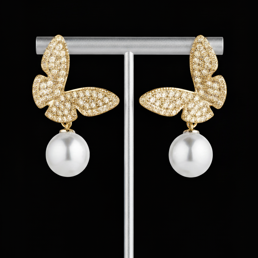 Celestia Butterfly Pearl Earrings