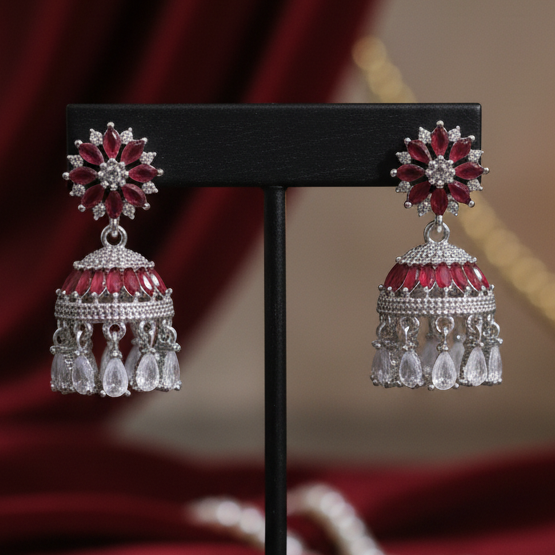 Crimson Radiance Jhumka